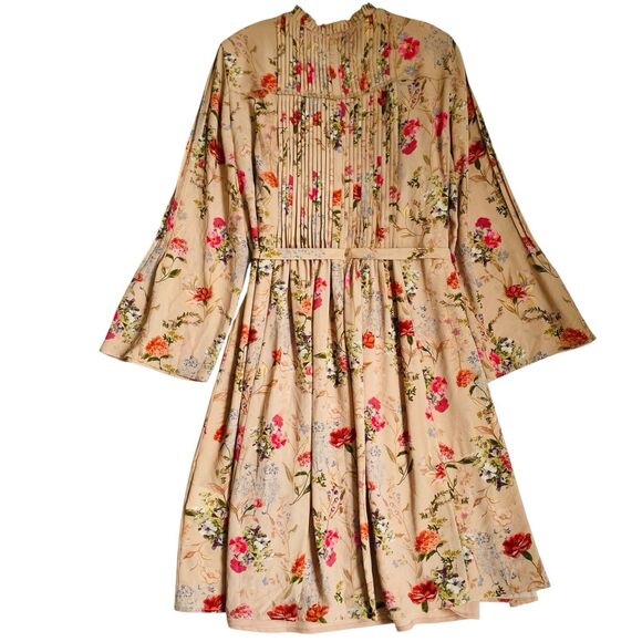 Marella Midi Floral Dress 10 Multicolor Pleated Long Sleeve Romantic Dreamy - Picture 2 of 11